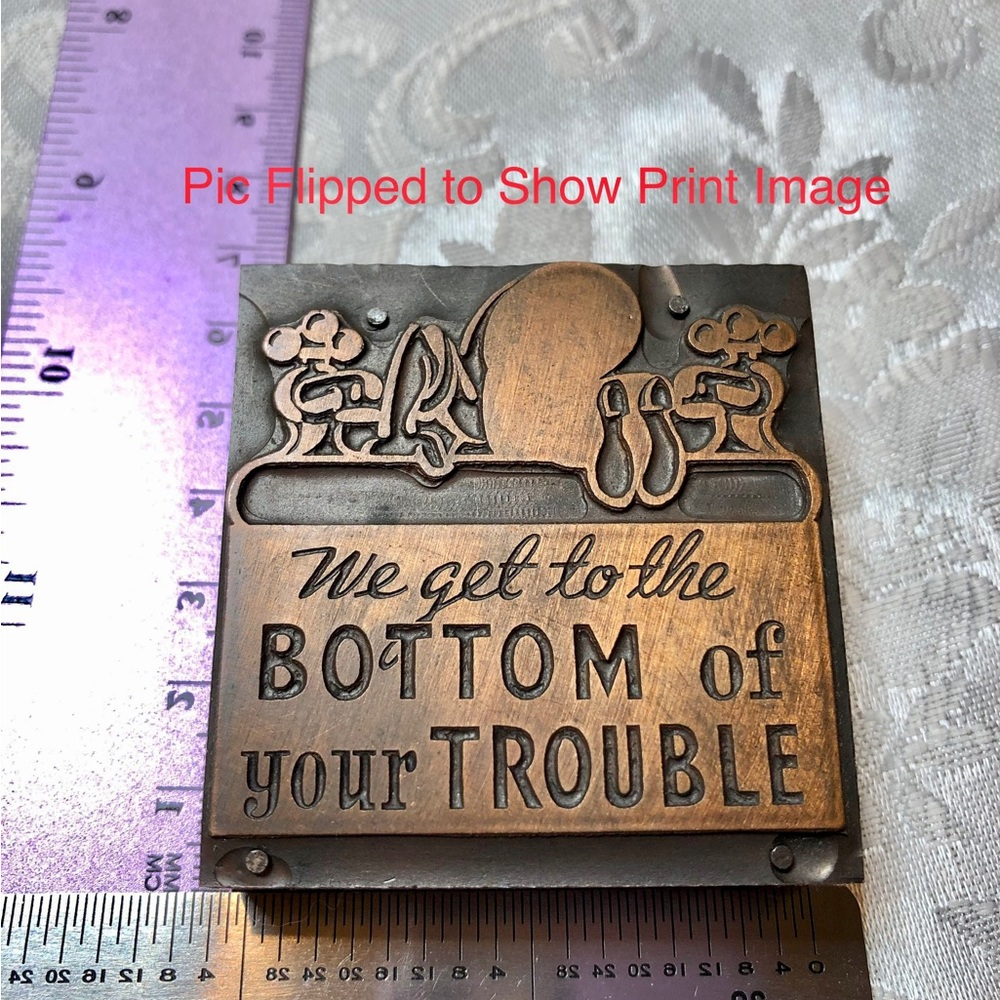 Antique Wooden Print Block Plumber Ad